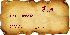 Balk Arnold névjegykártya
